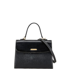 バーバリー ノバチェック ハンドバッグ ショルダーバッグ 2WAY ブラック レザー レディース BURBERRY 【中古】