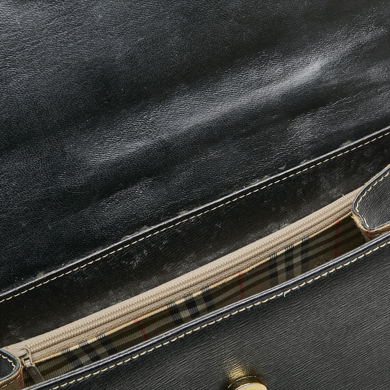 バーバリー ノバチェック ハンドバッグ ショルダーバッグ 2WAY ブラック レザー レディース BURBERRY 【中古】