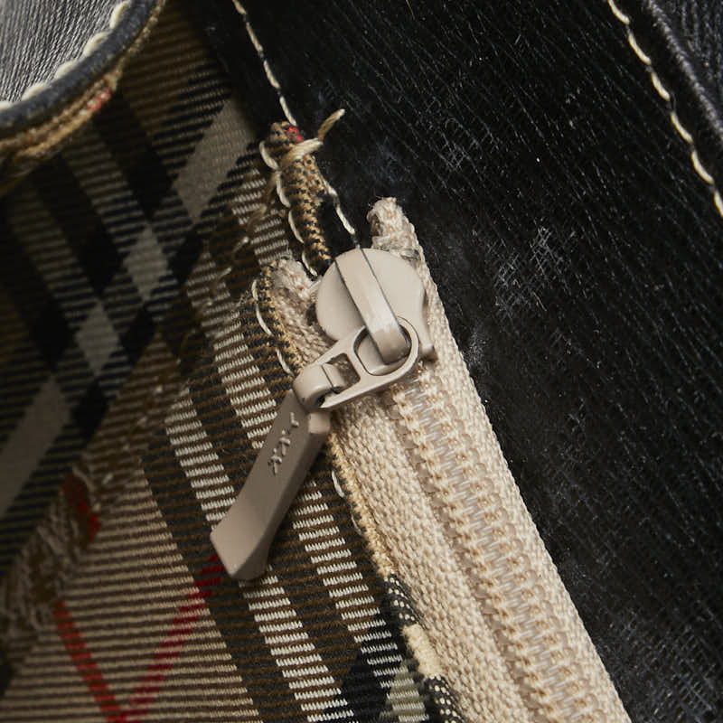 バーバリー ノバチェック ハンドバッグ ショルダーバッグ 2WAY ブラック レザー レディース BURBERRY 【中古】