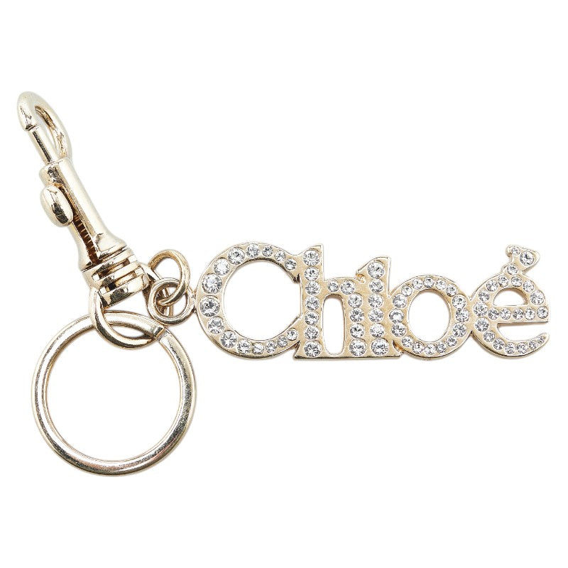 クロエ ロゴ ラインストーン チャーム バッグチャーム ゴールド メッキ レディース Chloe 【中古】