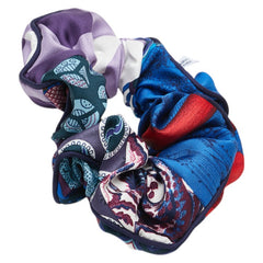 エルメス クラウディア シュシュ ヘアアクセサリー ブルー マルチカラー シルク レディース HERMES 【中古】