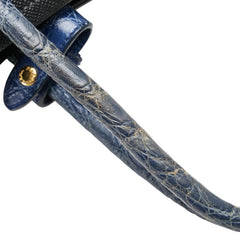 プラダ ドゥーブレ 三角ロゴプレート ハンドバッグ ショルダーバッグ 2WAY 1BG887 ブラック ネイビー レザー クロコダイル レディース PRADA 【中古】