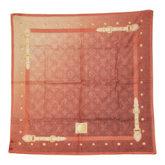 ルイ ヴィトン スカーフ ハンカチ レッド系 コットン レディース LOUIS VUITTON 中古