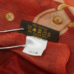 ルイ ヴィトン スカーフ ハンカチ レッド系 コットン レディース LOUIS VUITTON 中古