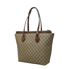 グッチ GGスプリーム トートバッグ ショルダーバッグ 415721 ベージュ ブラウン PVC レザー レディース GUCCI 中古