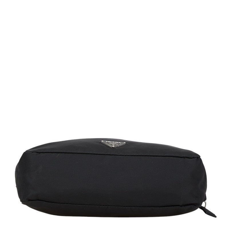 プラダ 三角ロゴプレート ポーチ ブラック ナイロン レディース PRADA 【中古】