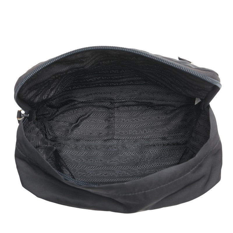 プラダ 三角ロゴプレート ポーチ ブラック ナイロン レディース PRADA 【中古】