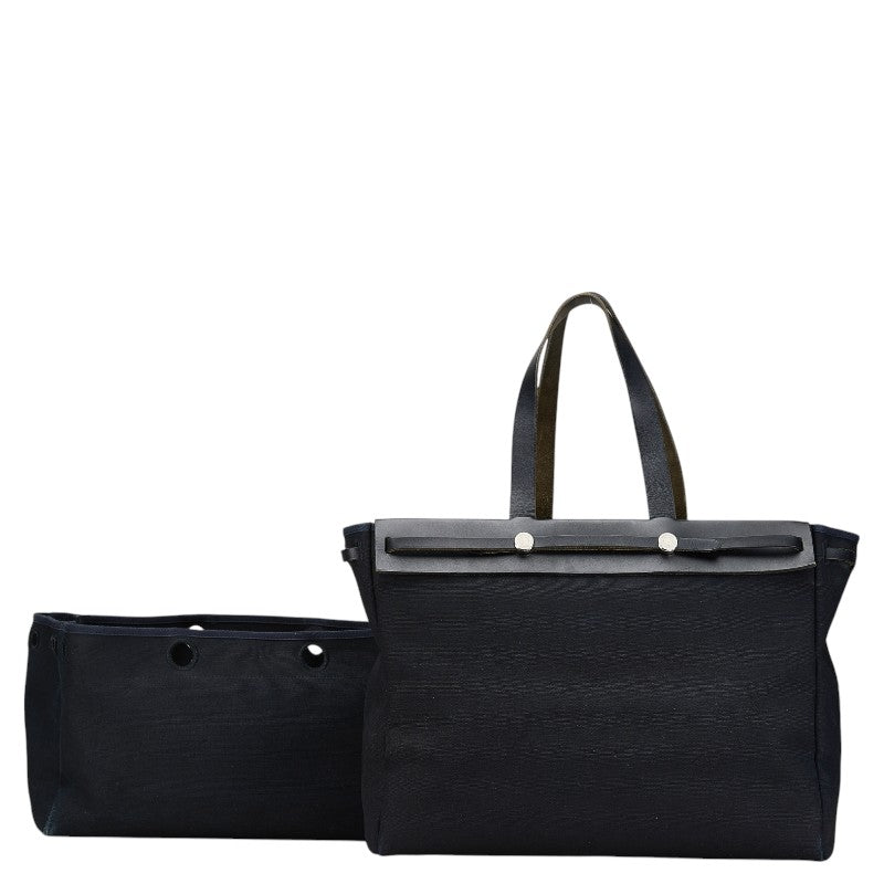 エルメス エールバッグ カバスGM ハンドバッグ トートバッグ ネイビー トワルオフィシエ レザー レディース HERMES 【中古】