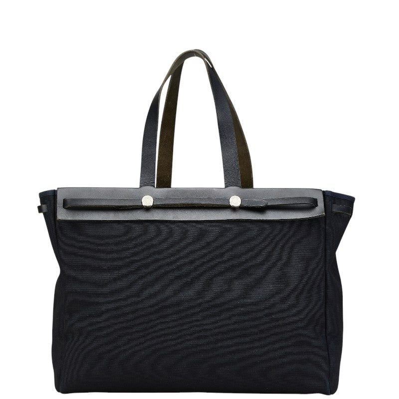 エルメス エールバッグ カバスGM ハンドバッグ トートバッグ ネイビー トワルオフィシエ レザー レディース HERMES 【中古】