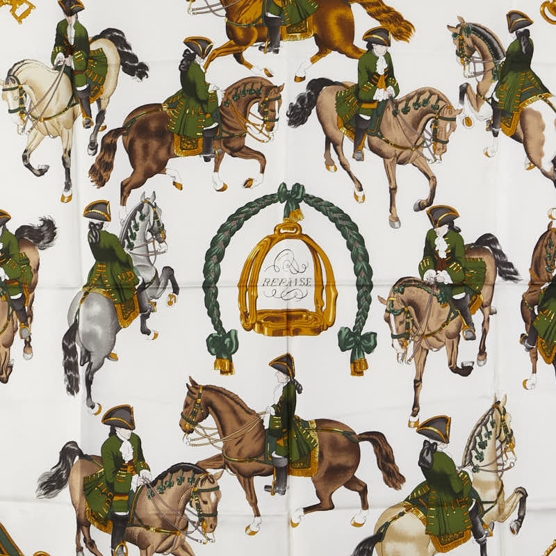 エルメス カレ90 REPRISE 乗馬風景 スカーフ ワインレッド マルチカラー シルク レディース HERMES 【中古】