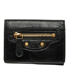 バレンシアガ ル シティ 三つ折り財布 コンパクトウォレット 810669 ブラック レザー レディース BALENCIAGA 中古
