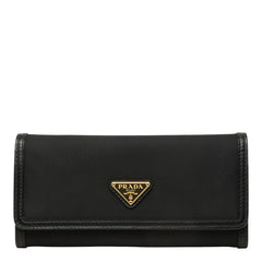 プラダ テスート 三角ロゴプレート 長財布 1MH132 ブラック ナイロン レザー レディース PRADA 中古