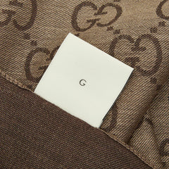 グッチ GGロゴ ジャカード ストール 165903 ブラウン ベージュ ウール シルク レディース GUCCI 中古