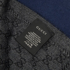 グッチ GGロゴジャカード マフラー グレー ネイビー ウール レディース GUCCI 中古
