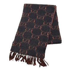 グッチ GGロゴジャカード マフラー ピンク ネイビー アルパカ ウール レディース GUCCI 中古