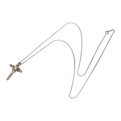 ティファニー シグネチャー クロス チェーン ペンダント ネックレス SV925 シルバー K18YG イエローゴールド レディース TIFFANY&Co. 中古