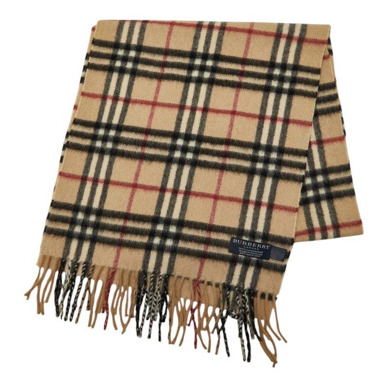 バーバリー ノバチェック マフラー ベージュ カシミヤ レディース BURBERRY 中古