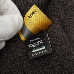 フェンディ ズッカ FFロゴ ジャカード マフラー ダークブラウン系 ウール レディース FENDI 中古