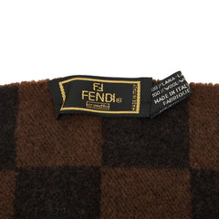 フェンディ ズッカ チェッカーボード マフラー ブラウン ブラック ウール レディース FENDI 中古