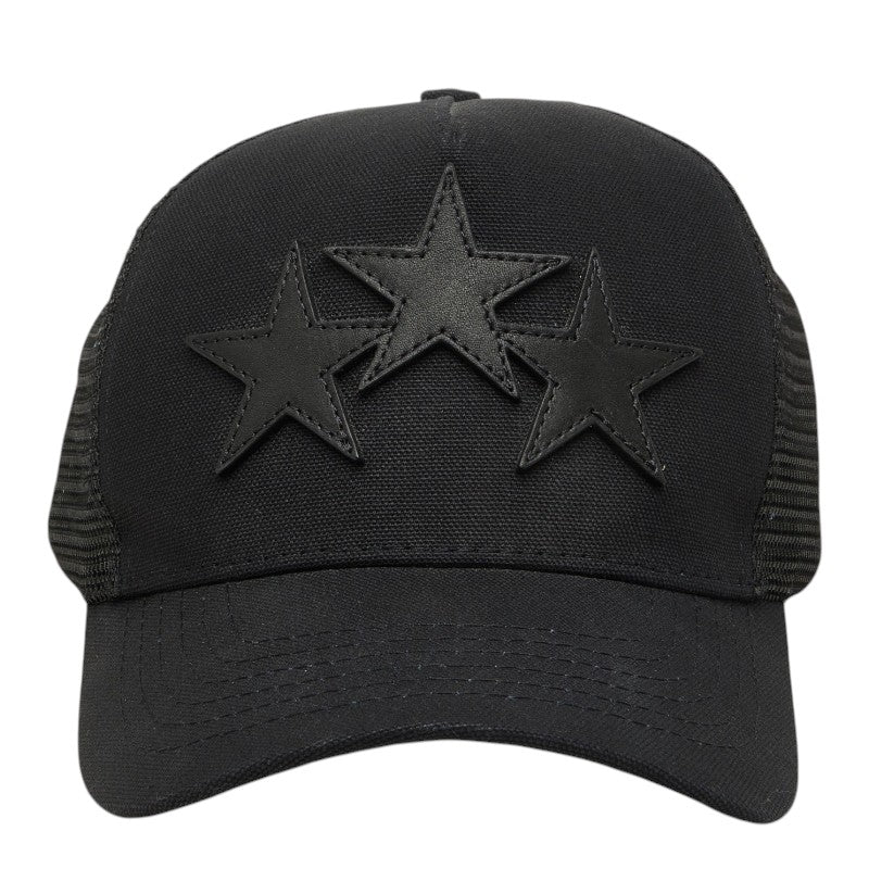 AMIRI 3 Star トラッカーキャップ スナップバック メッシュキャップ ブラック コットン レザー ポリエステル メンズ 中古