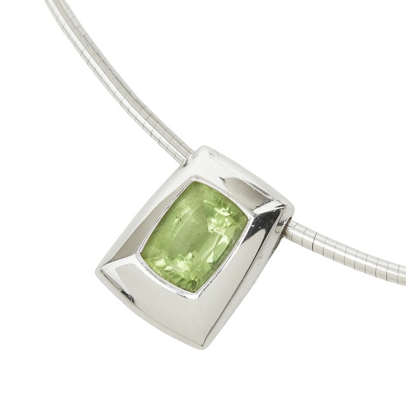 タサキ スクエア ペンダント ネックレス K18WG ホワイトゴールド ペリドット レディース TASAKI 中古