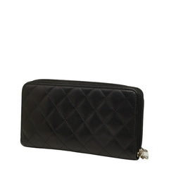 シャネル カンボンライン ココマーク ラウンドファスナー 長財布 A50078 ブラック カーフ レディース CHANEL 中古