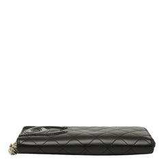 シャネル カンボンライン ココマーク ラウンドファスナー 長財布 A50078 ブラック カーフ レディース CHANEL 中古