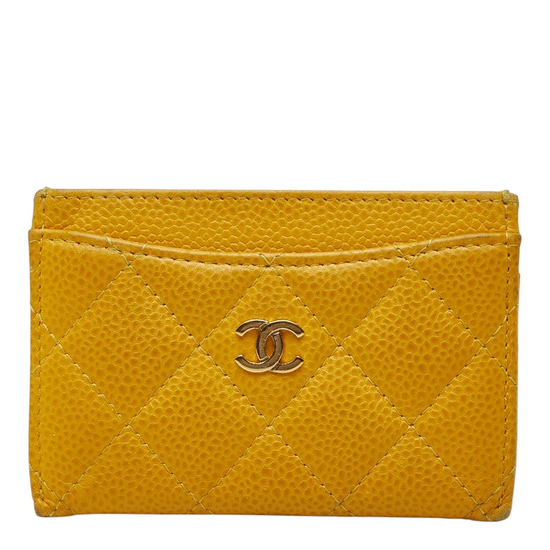 シャネル クラシック カードケース AP0213 イエロー ゴールド キャビアスキン レディース CHANEL 中古