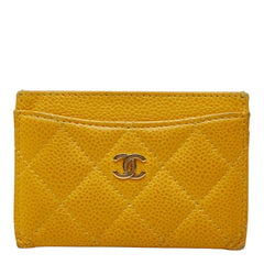 シャネル クラシック カードケース AP0213 イエロー ゴールド キャビアスキン レディース CHANEL 中古