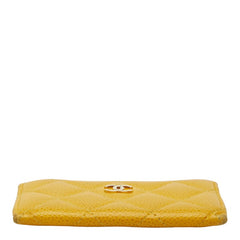 シャネル クラシック カードケース AP0213 イエロー ゴールド キャビアスキン レディース CHANEL 中古