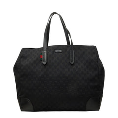 グッチ GGキャンバス シェリーライン トートバッグ ショルダーバッグ 308931 ブラック キャンバス レザー レディース GUCCI 中古