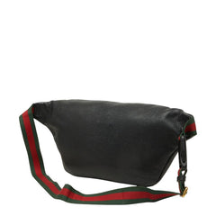 グッチ シェリーライン ボディバッグ ウエストポーチ 530412 ブラック レザー レディース GUCCI 中古