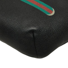 グッチ シェリーライン ボディバッグ ウエストポーチ 530412 ブラック レザー レディース GUCCI 中古
