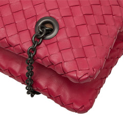 ボッテガヴェネタ イントレチャート チェーン ショルダーバッグ ピンク レザー レディース BOTTEGAVENETA 中古