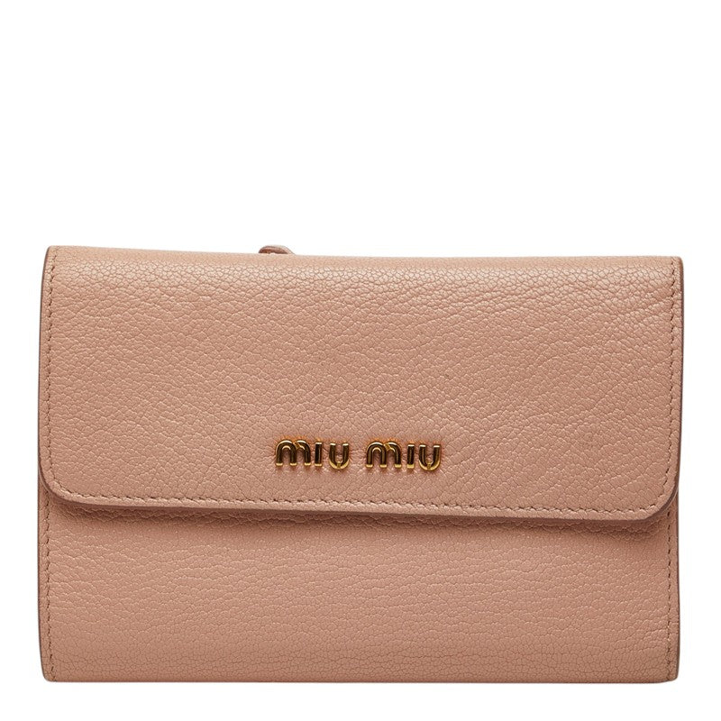 ミュウミュウ マドラス 二つ折り財布 5ML014 ピンク ゴートレザー レディース MIUMIU 中古