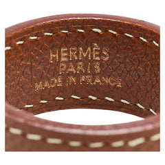 エルメス ノマド 手袋ホルダー グローブホルダー ブラウン ゴールド レザー メッキ メンズ HERMES 【中古】