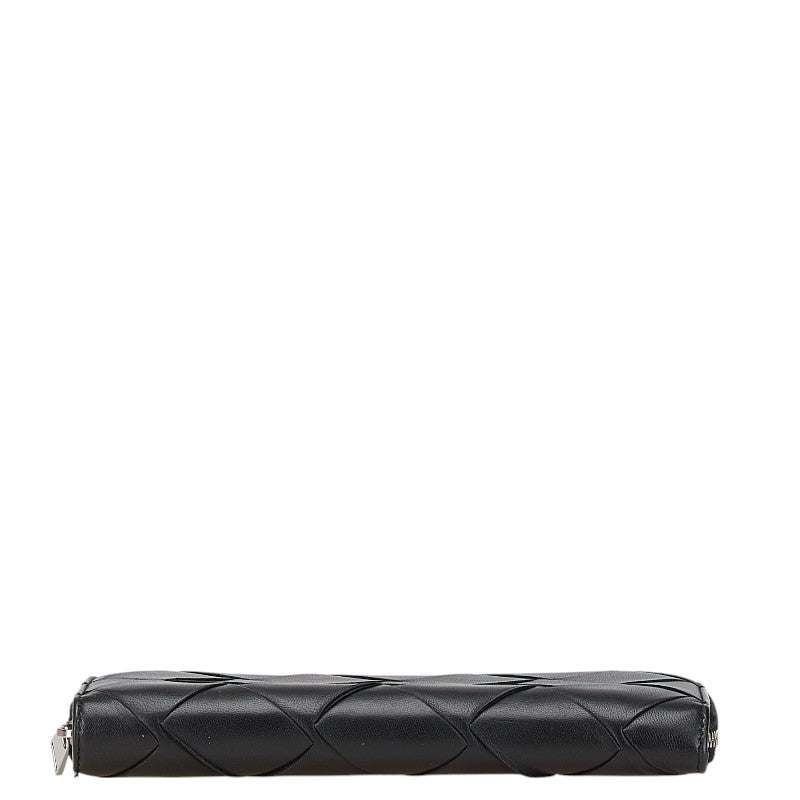 ボッテガヴェネタ マキシイントレチャート 長財布 ラウンドファスナー ブラック レザー レディース BOTTEGAVENETA 【中古】
