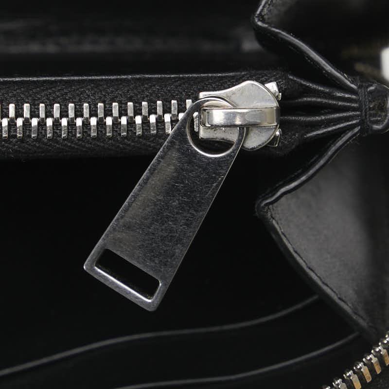 ボッテガヴェネタ マキシイントレチャート 長財布 ラウンドファスナー ブラック レザー レディース BOTTEGAVENETA 【中古】