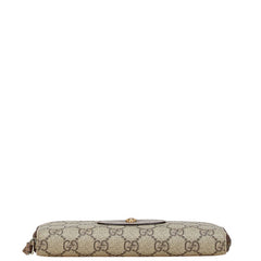 グッチ GGスプリーム ネオビンテージ 長財布 ラウンドファスナー ベージュ ブラウン PVC レザー レディース GUCCI 【中古】