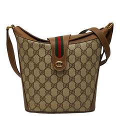 グッチ GGスプリーム シェリーライン 斜め掛け ショルダーバッグ 904 02 081 ベージュ ブラウン PVC レザー レディース GUCCI 中古