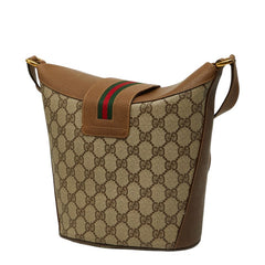 グッチ GGスプリーム シェリーライン 斜め掛け ショルダーバッグ 904 02 081 ベージュ ブラウン PVC レザー レディース GUCCI 中古