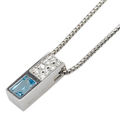 セリーヌ Pt900 プラチナ Pt850 プラチナ ダイヤ0.21ct ブルートパーズ ネックレス レディース CELINE 【中古】