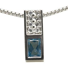 セリーヌ Pt900 プラチナ Pt850 プラチナ ダイヤ0.21ct ブルートパーズ ネックレス レディース CELINE 【中古】