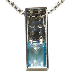 セリーヌ Pt900 プラチナ Pt850 プラチナ ダイヤ0.21ct ブルートパーズ ネックレス レディース CELINE 【中古】