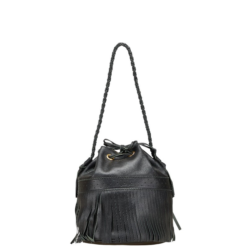 ジェイアンドエムデヴィッドソン カーニバルL フリンジ ショルダーバッグ ブラック レザー レディース J&M Davidson 【中古】