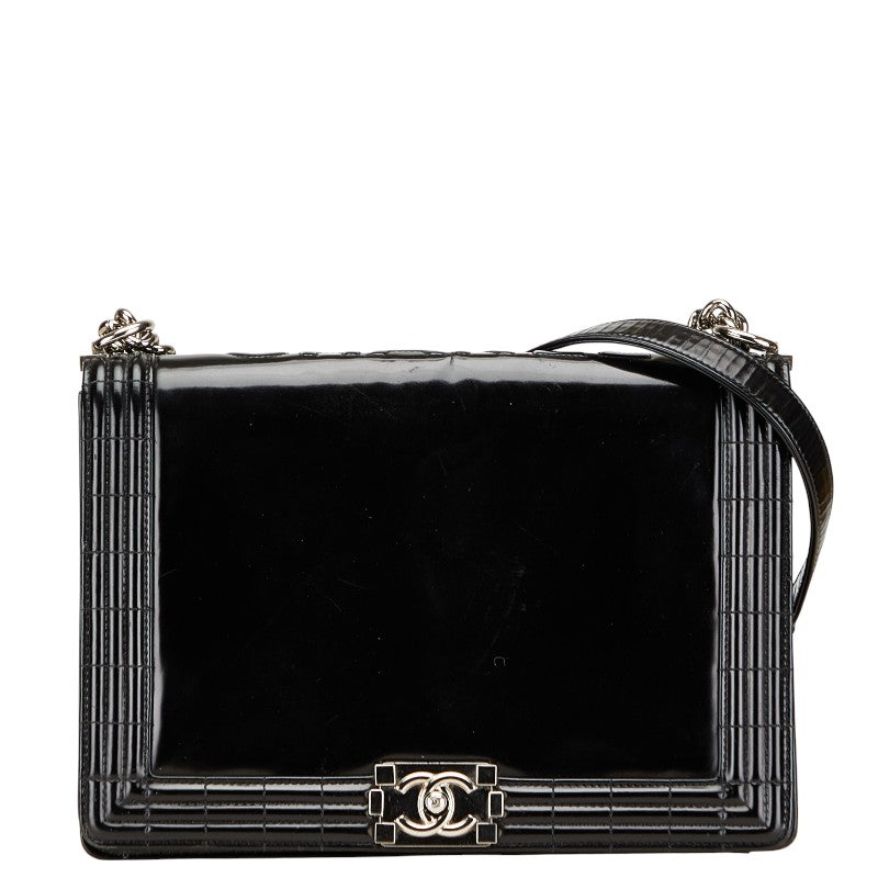 シャネル ボーイシャネル ショルダーバッグ ブラック パテントレザー レディース CHANEL 【中古】
