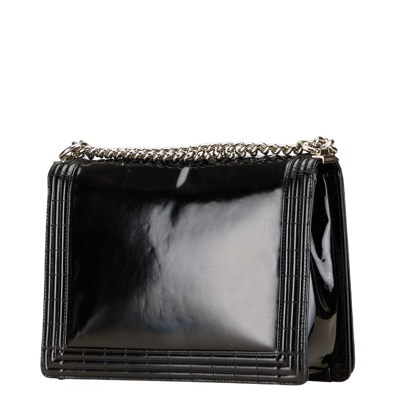 シャネル ボーイシャネル ショルダーバッグ ブラック パテントレザー レディース CHANEL 【中古】