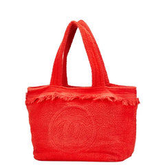 シャネル ココマーク ビーチバッグ トートバッグ レッド コットン レディース CHANEL 【中古】