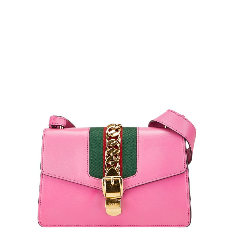 グッチ シルヴィ シェリーライン ワンショルダーバッグ 421882 ピンク レザー レディース GUCCI 【中古】