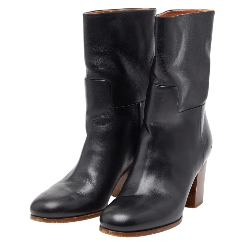 セリーヌ ヒール ショートブーツ サイズ35.5 ブラック レザー レディース CELINE 【中古】